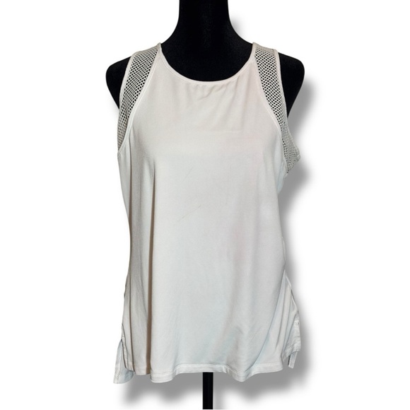 Calvin Klein Ivory Sleeveless Active Tank with Mesh Accents - Picture 2 of 15